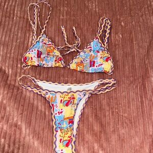 Colorful Bikini Set with Cartoon Print
